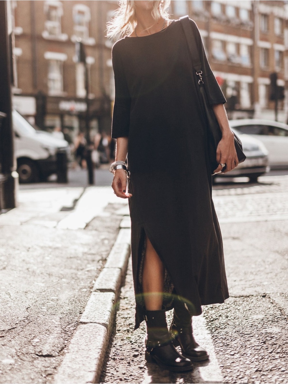 Mikuta The Dark Long Loose T-Shirt Dress